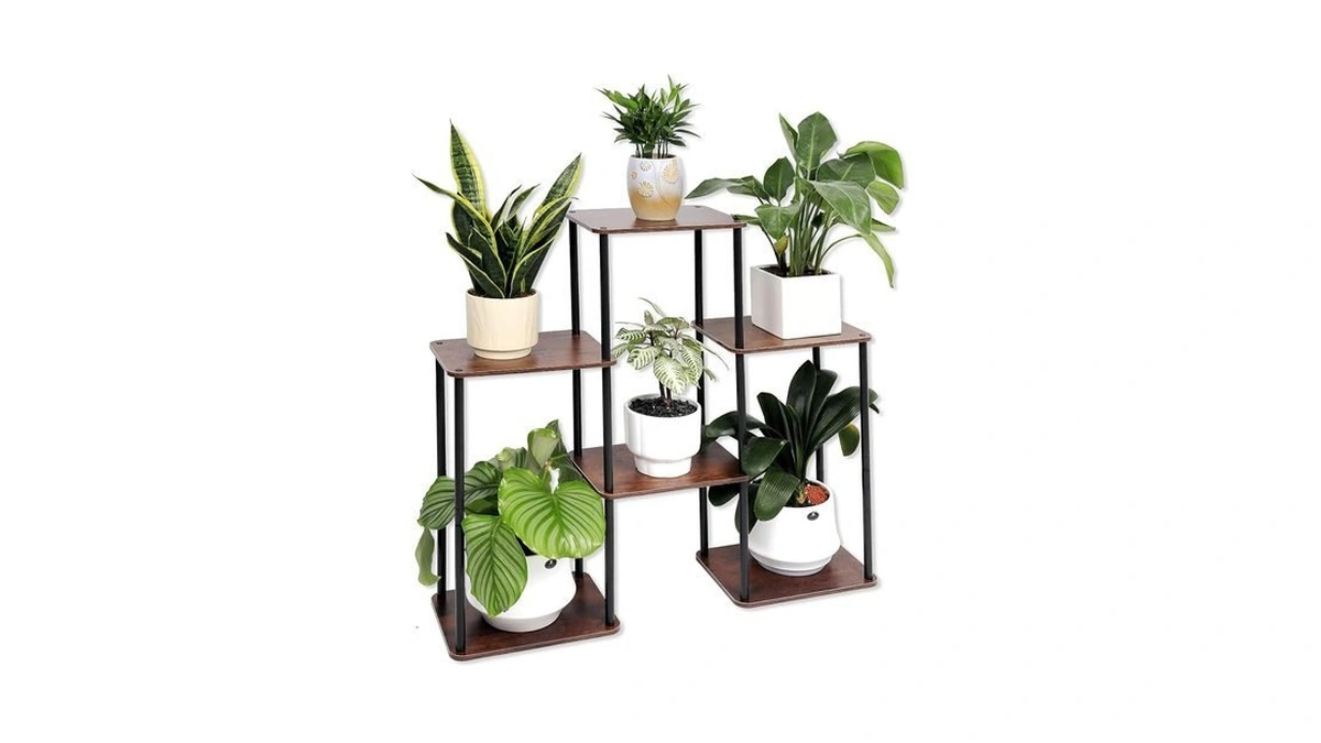 Phyluckny Plant Stand Indoor, 6-tier 28" Tall Wood Plant Shelf