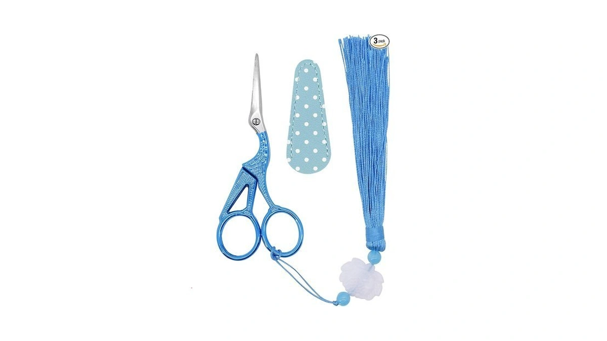 Bihrtc 4.5inch Little Sewing Scissors Crane Shears With Cover Tassel