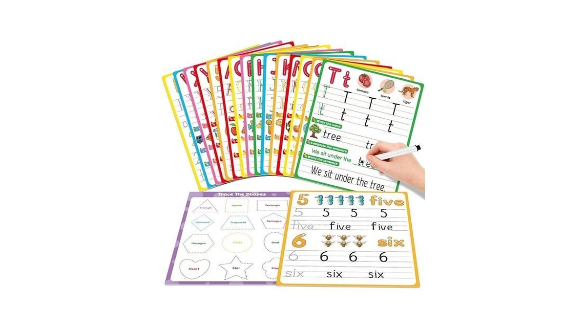 Praxikidy Alphabet Number Shapes Flash Cards,sentence Building For Kids,handwriting Practice