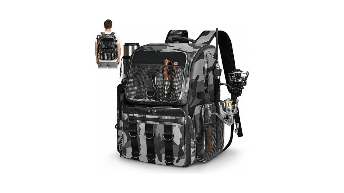 Mgb 46l Water-resistant Fishing Tackle Backpack With Rod Holders