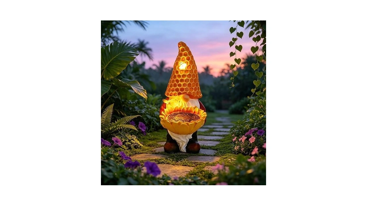 Astruly Solar Garden Gnome With Led Lights - Sunflower Garden