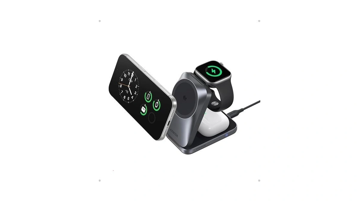 Anker Prime Foldable Magsafe Charger, 25w Qi2.2-certified Palm-sized Travel-ready 3-in-1