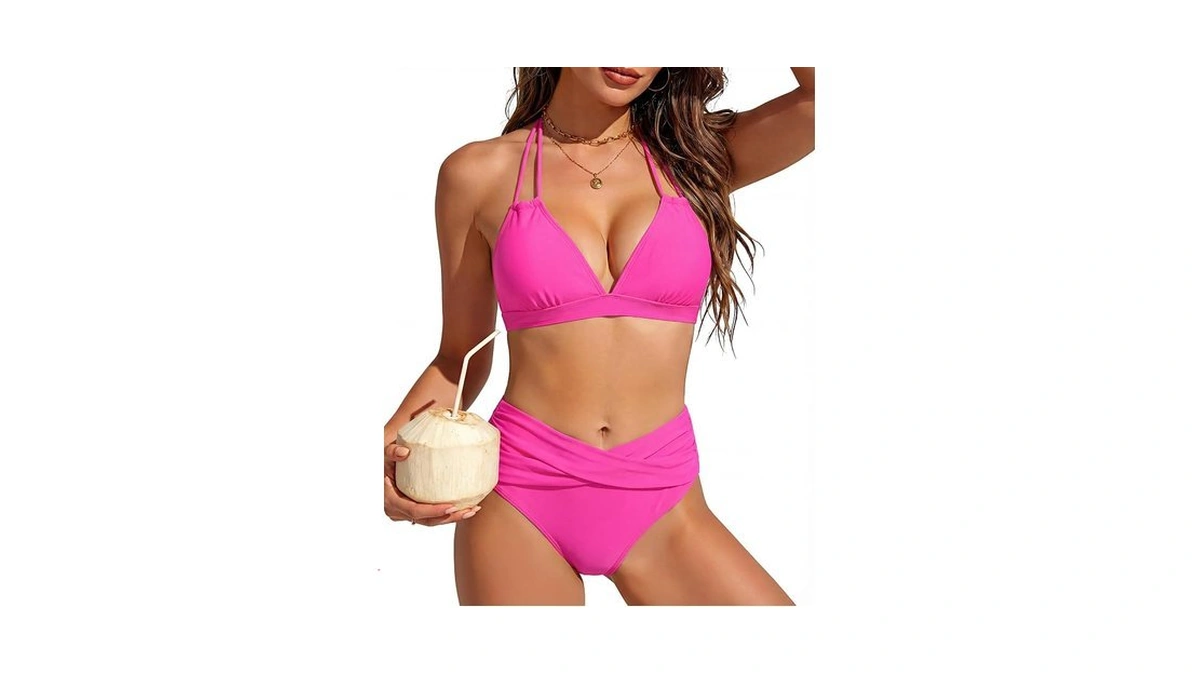 High Waisted Bikini Sets For Women - V Neck Curvy
