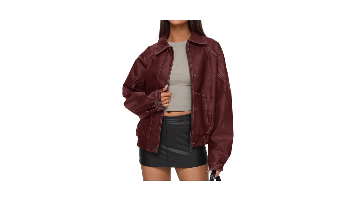 Prettygarden Faux Leather Jacket Women Bomber Motorcycle Zip Up Jackets