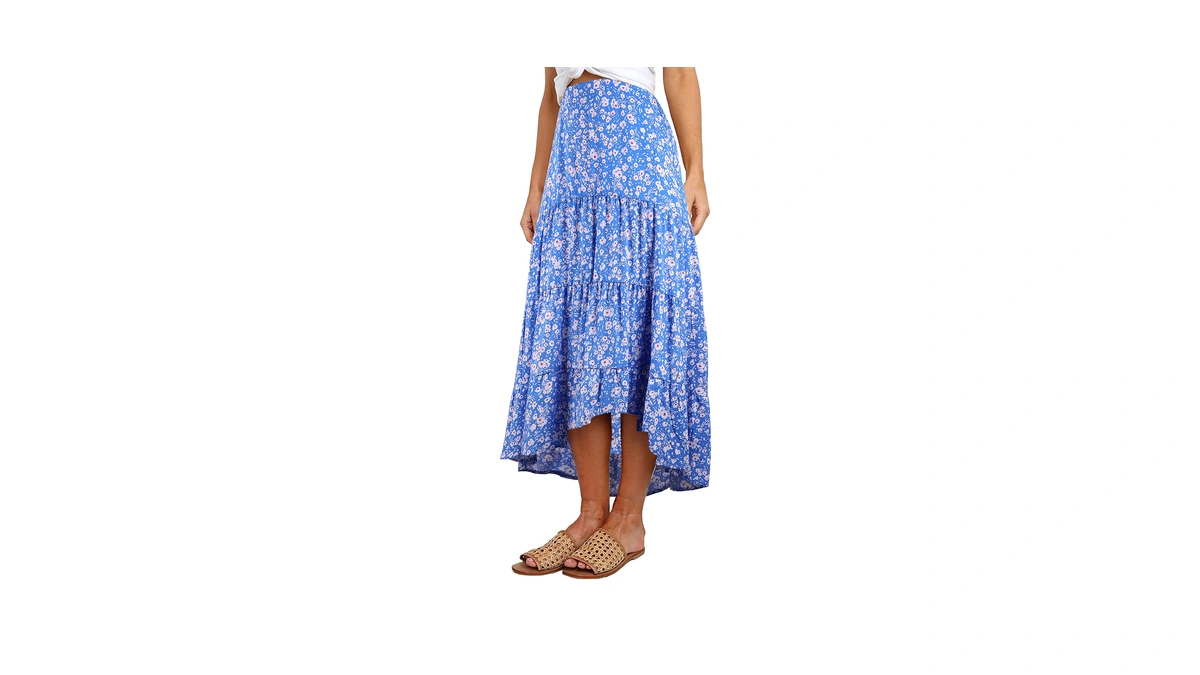 Prettygarden Ditzy Floral Skirt Midi Boho Ela...