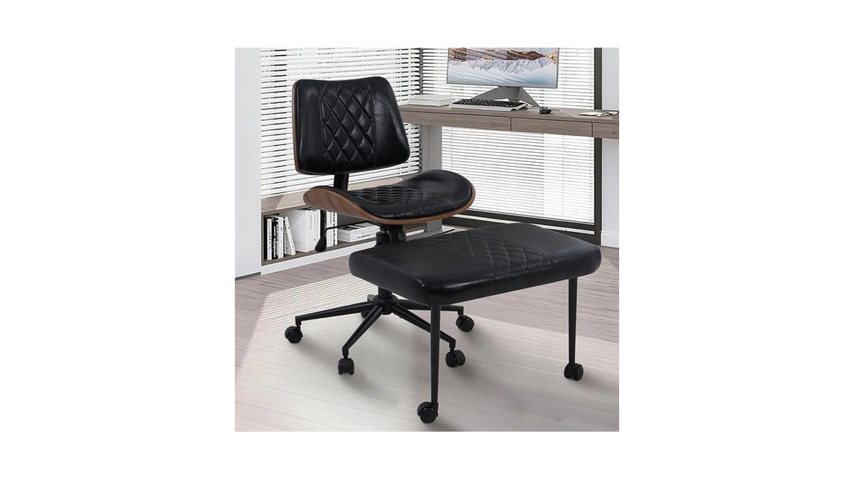 Azaeahom Ergonomic Cross Legged Office Chair With Wheels, Height Adjustable