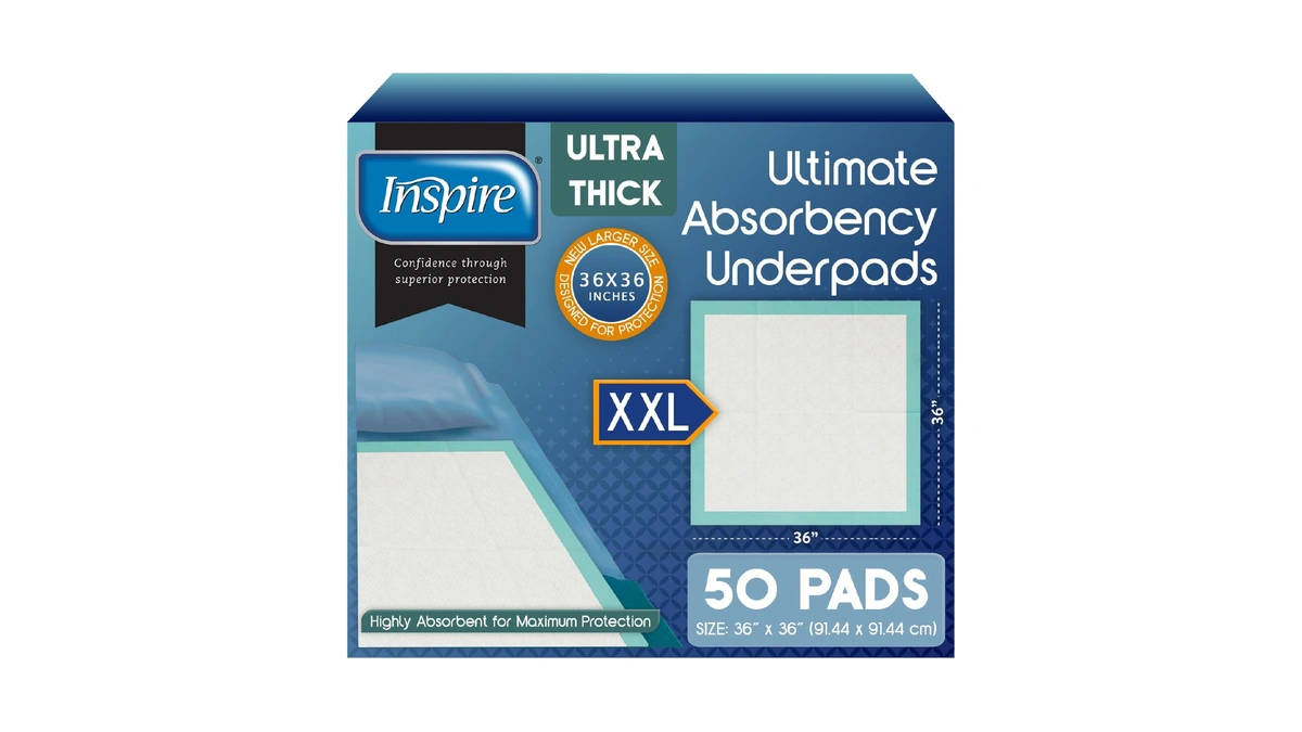 Inspire Super Absorbent Disposable Bed Pads For Chronic Incontinence Ultra