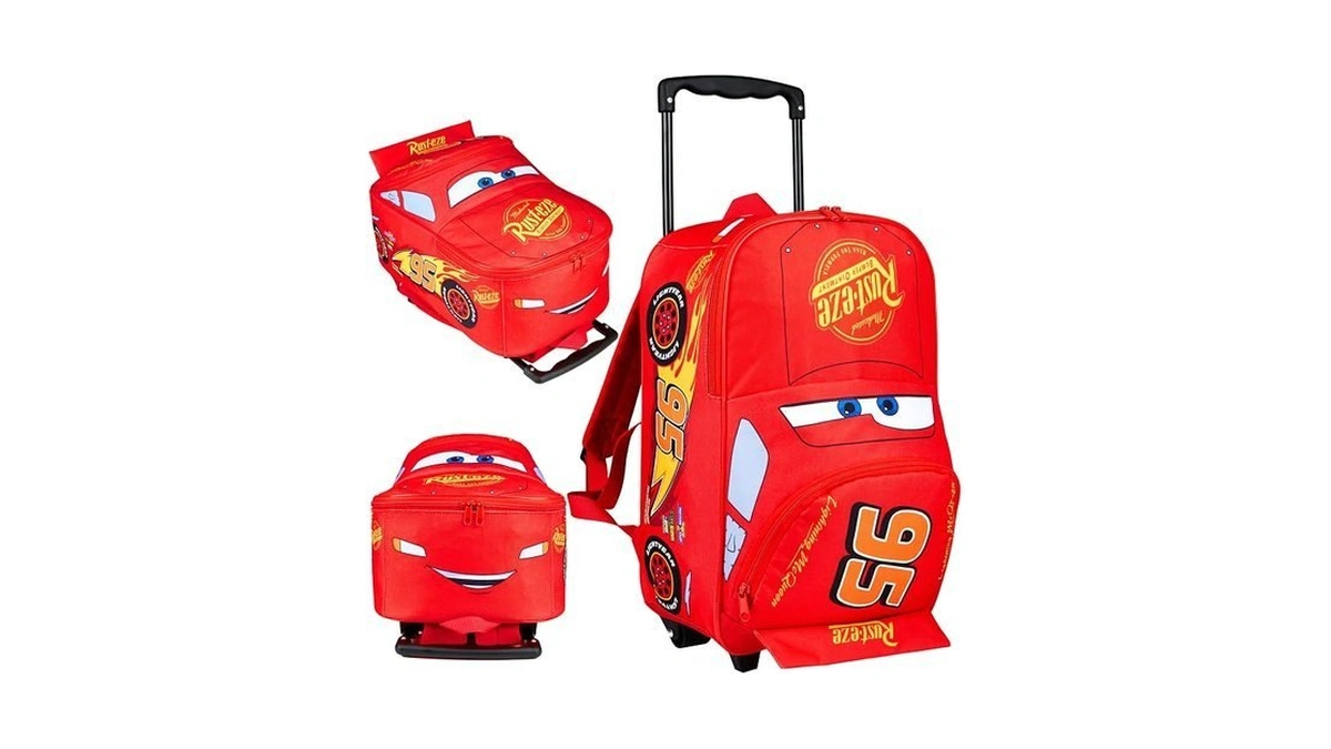 Disney Cars Lightning Mcqueen Carry-on Luggage With Wheels & Telescopic