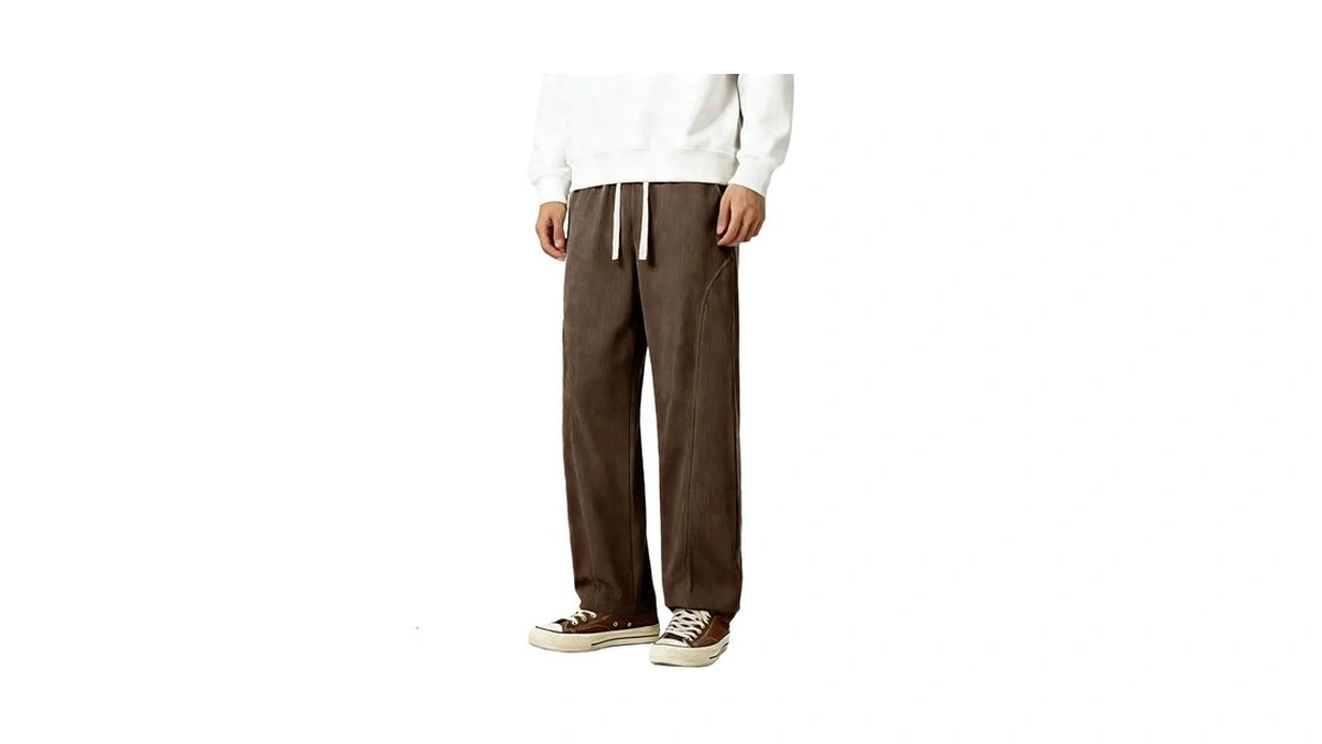 Elegant Seal Men's Corduroy Wide Leg Fashion Casual Pants Loose