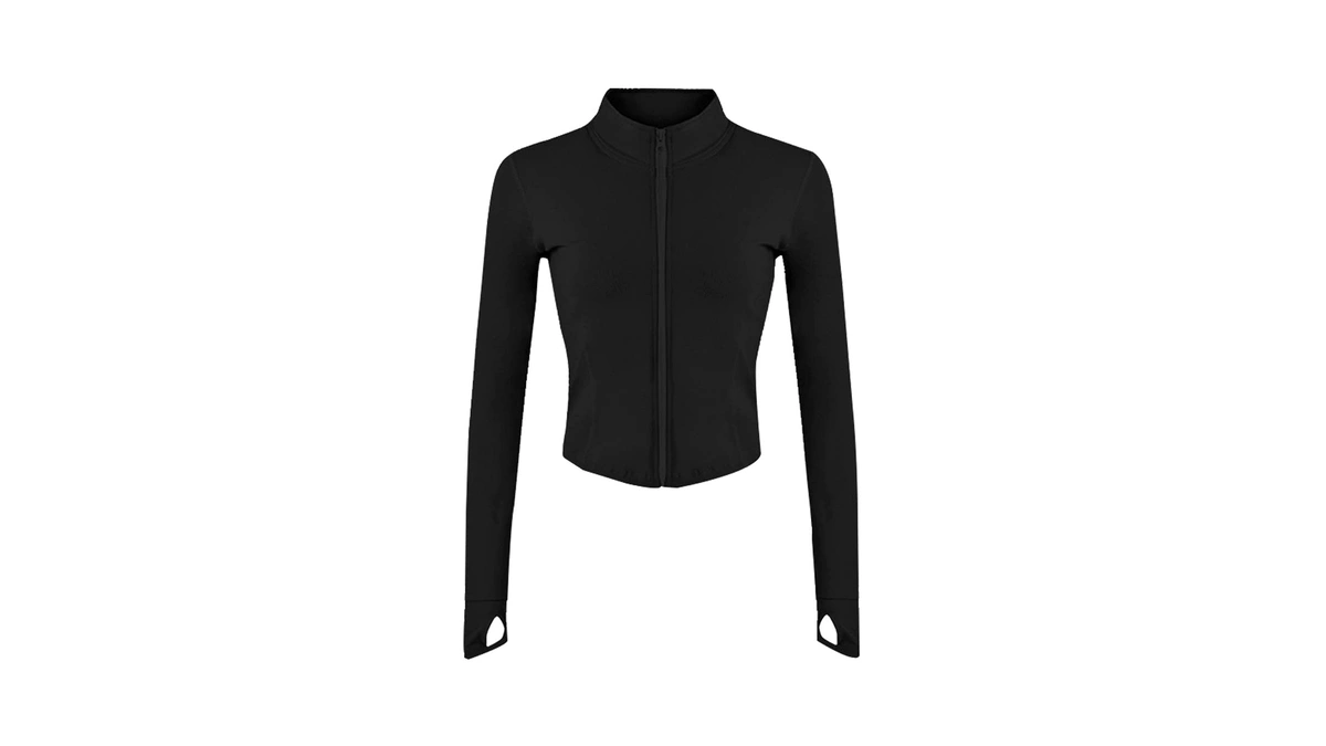 Tanming Women's Full Zip Seamless Workout Jacket Running Yoga Slim