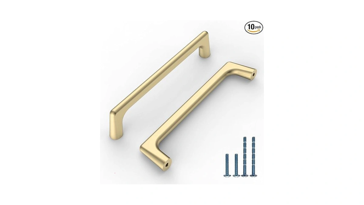 9build 10 Pack Brushed Gold Cabinet Pulls, 5 Inch Hole