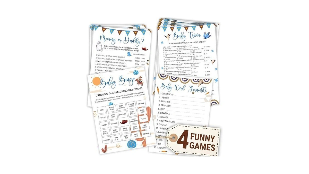 Woodamore Cowboy Baby Shower Games For Boy - Western Baby