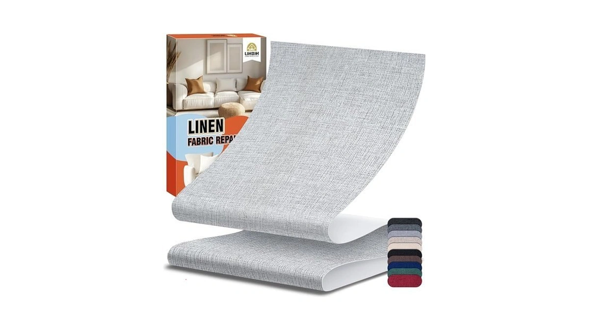 Lihbih Linen Fabric Repair Tape 4x79 Inch, Self Adhesive Couch