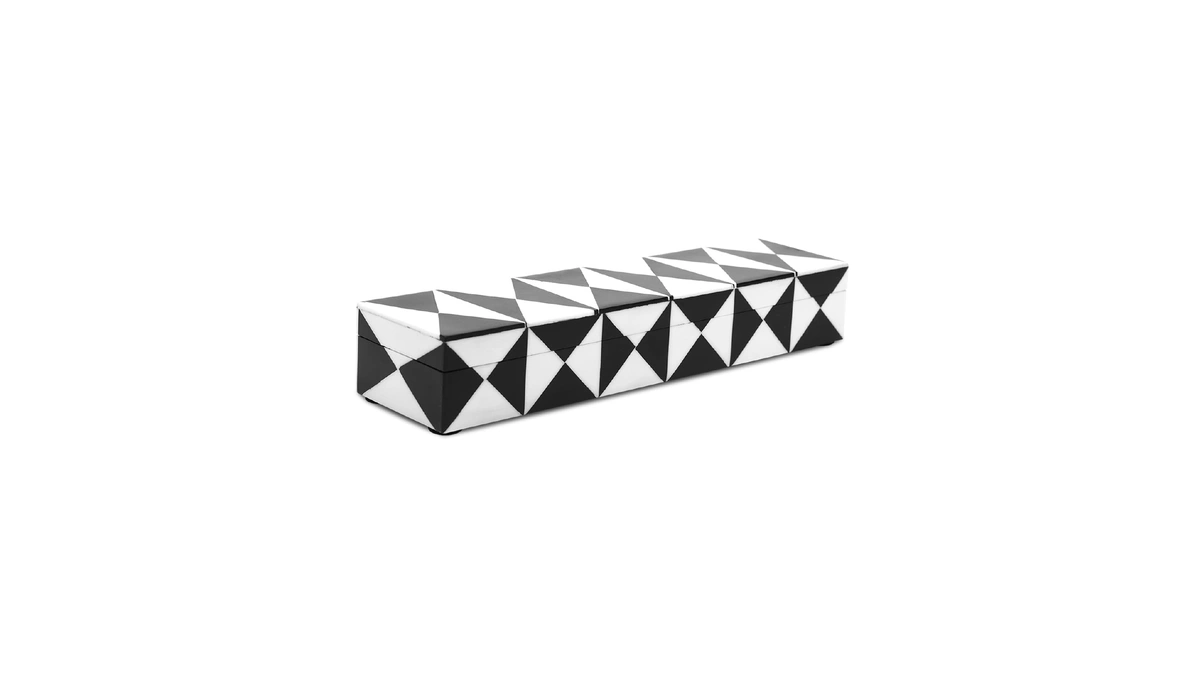 Handicrafts Home Decorative Storage Box With Lid, Black And White
