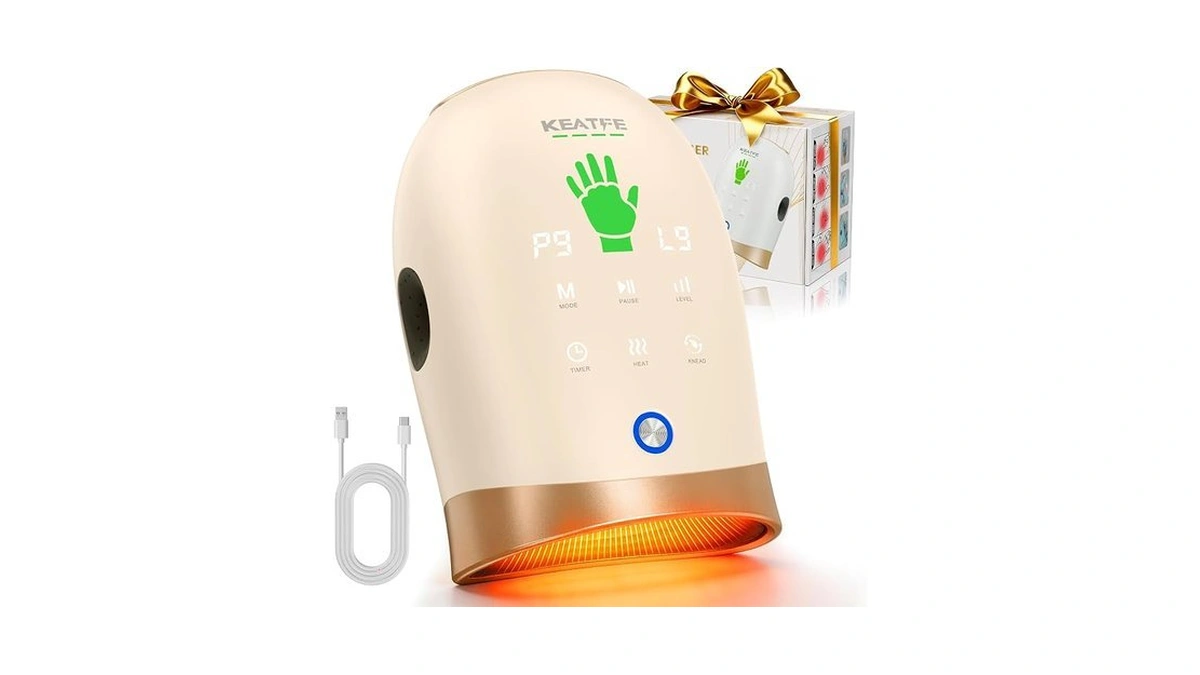 Keatfe Hand Massager With Heat, Individual Fingers Stretching Palm Kneading