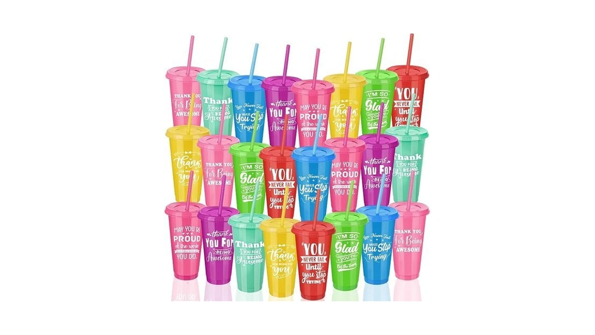 Kochorie 24 Pieces Thank You Cups 24 Oz Inspirational Plastic