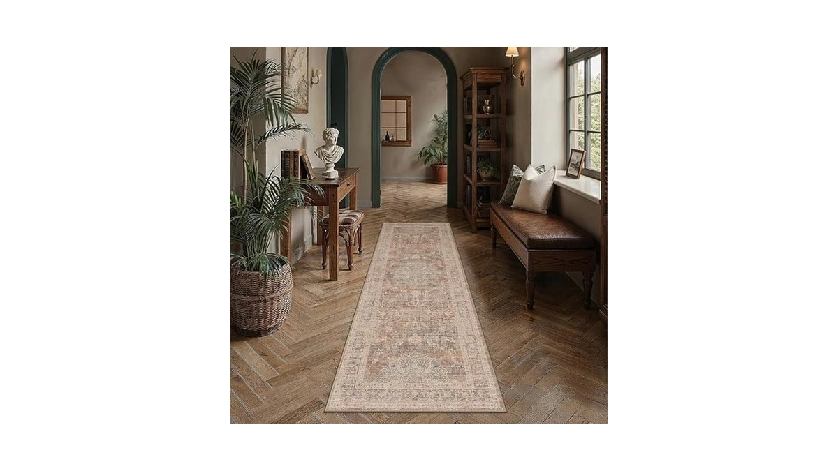 Purecozy 2x8 Brown Runner Rug Vintage Area Carpet Hallway Indoor