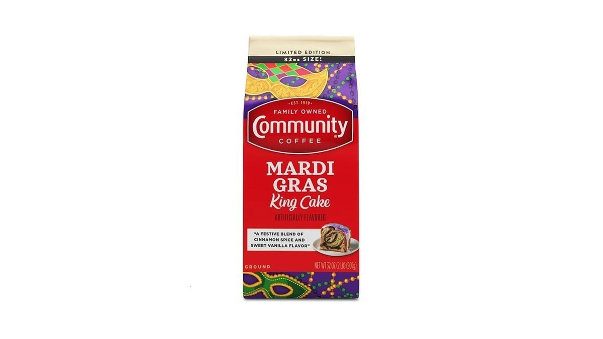 Community Coffee Mardi Gras King Cake Flavored 32 Ounces, Medium