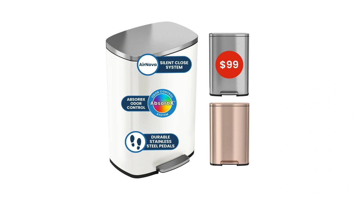 Itouchless 13 Gallon Step Trash Can With Odor Filter, 50l