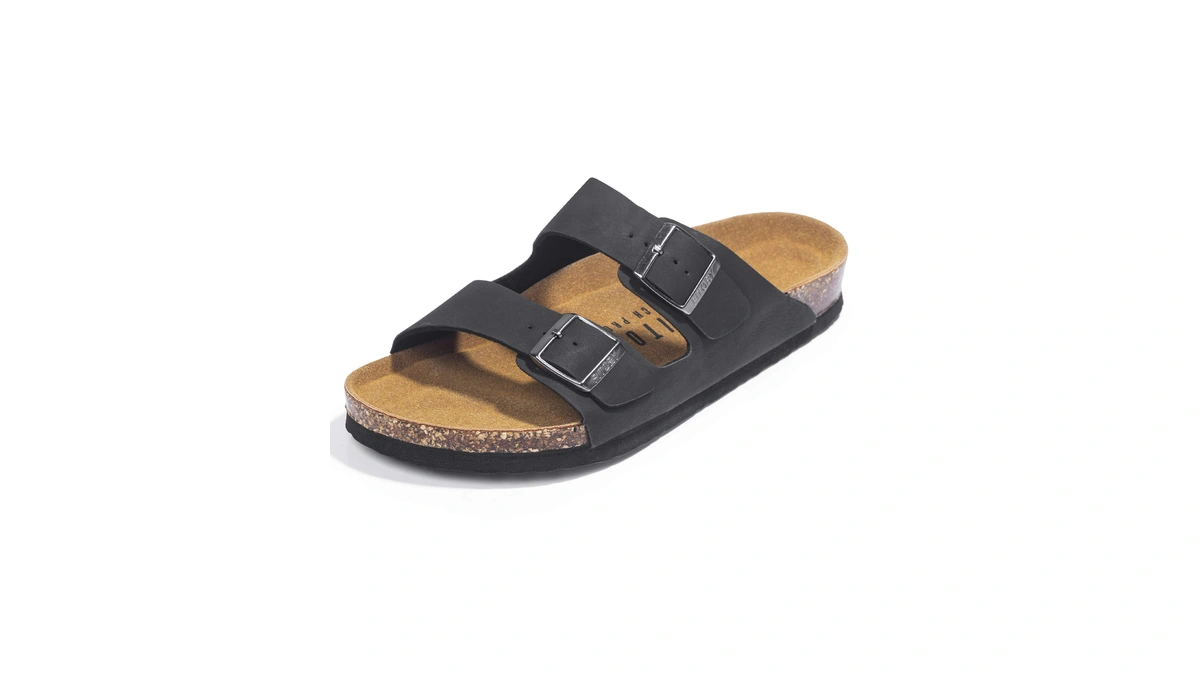 Fitory Mens Sandals, Arch Support Slides With Adjustable Buckle Straps