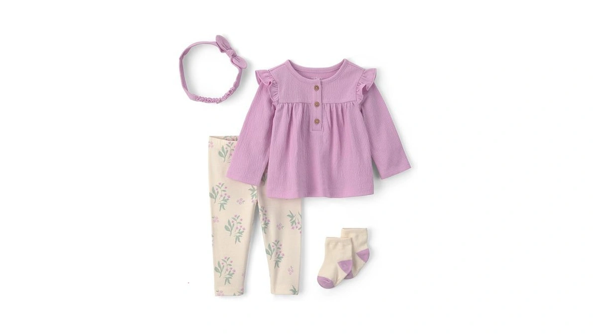 Carter's Girl 4-piece Pant Set, Purple, 3m