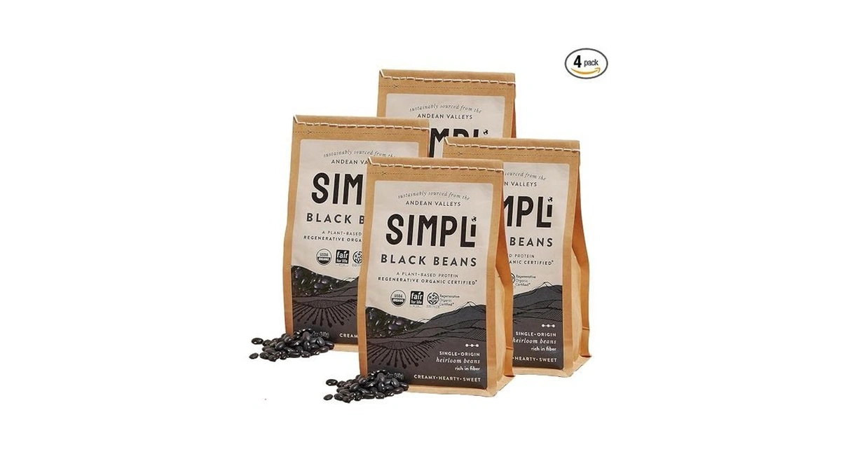 Simpli Regenerative Organic Certified Black Beans, Creamy And Rich Flavor,