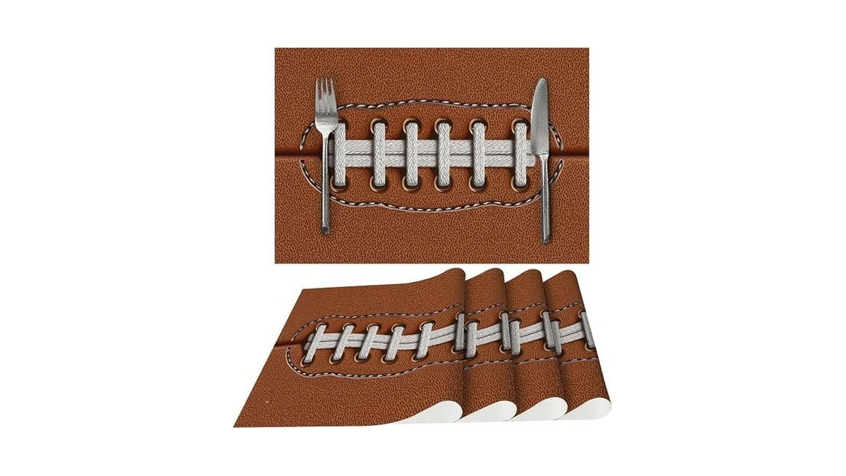 Football Placemats Set Of 4 Washable Table Place Mats For