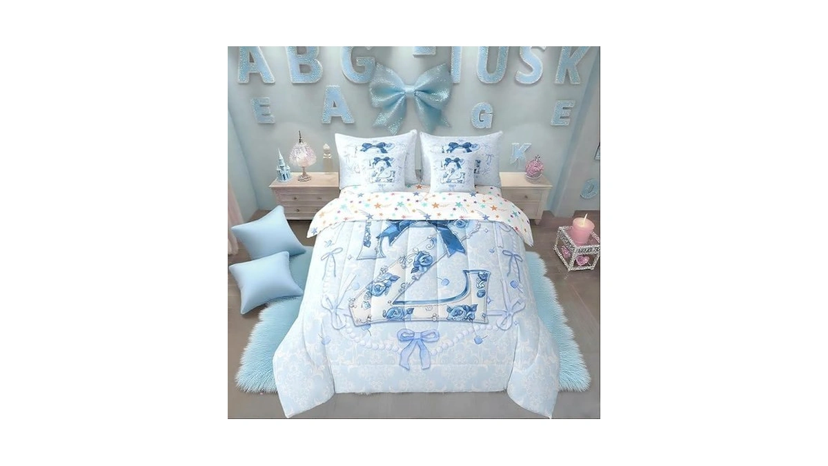 Erosebridal 7pcs Blue Initial Letter Z Birthday Gifts Coquette Bow