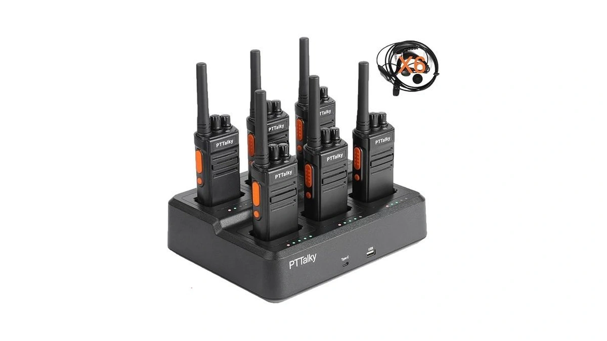 Pttalky Walkie Talkies Long Range Rechargeable With Earpiece Two Way