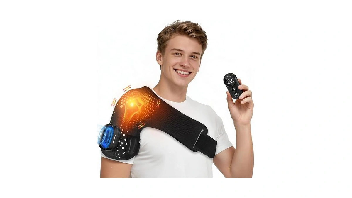 Wnh Cordless Shoulder Heating Pad With Massage, Magnetic Detachable Remote