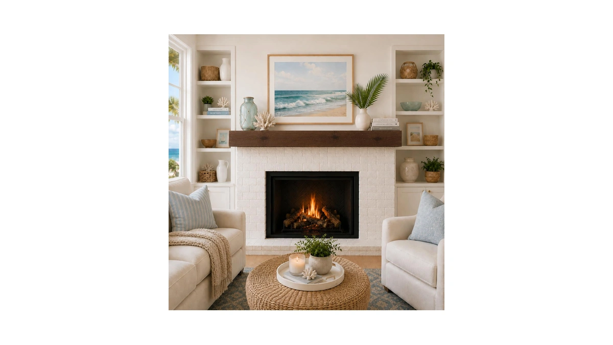 Fireplace Mantel, Rustic, Shelf, Floating Mantle, Real Wood, Beam, Urbandi