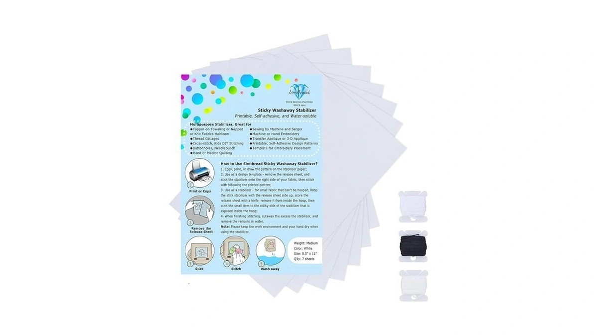Sticky Wash Away Embroidery Stabilizer Self-adhesive Printable 8.5" X 11"