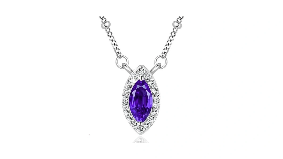 Jomos Jewel Maquise Necklace For Women- Sterling Silver Amethyst Pendant,20