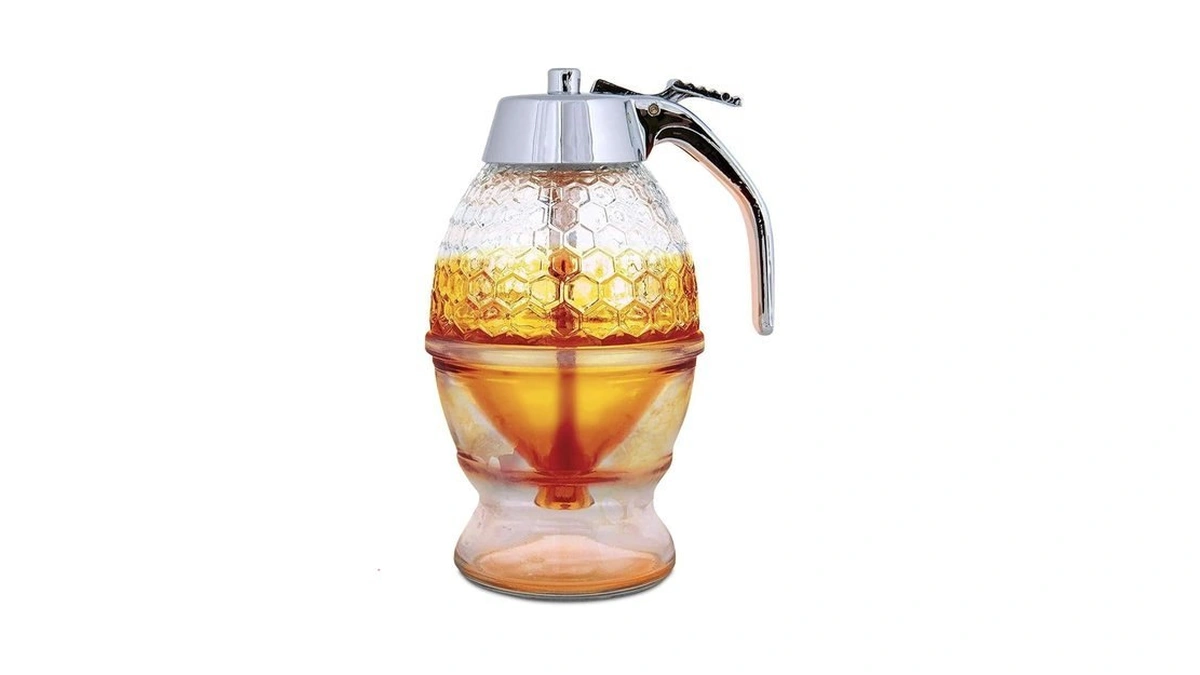 Hunnibi 8oz No Drip Glass Honey Dispenser With Plastic Top