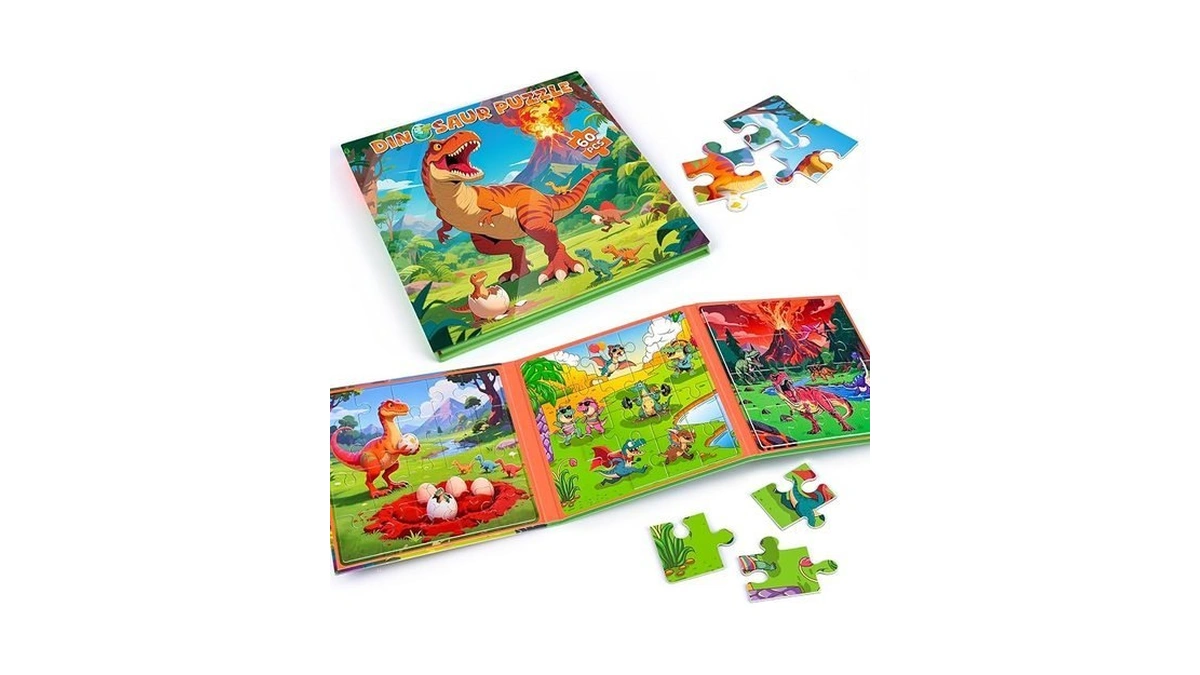 3 In 1 Magnetic Dinosaur Puzzles For Kids Ages 3-5,