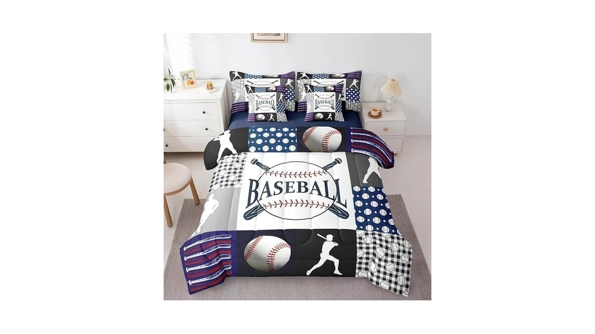 Erosebridal Baseball Bedding 7 Piece Full Comforter Set With Sheets