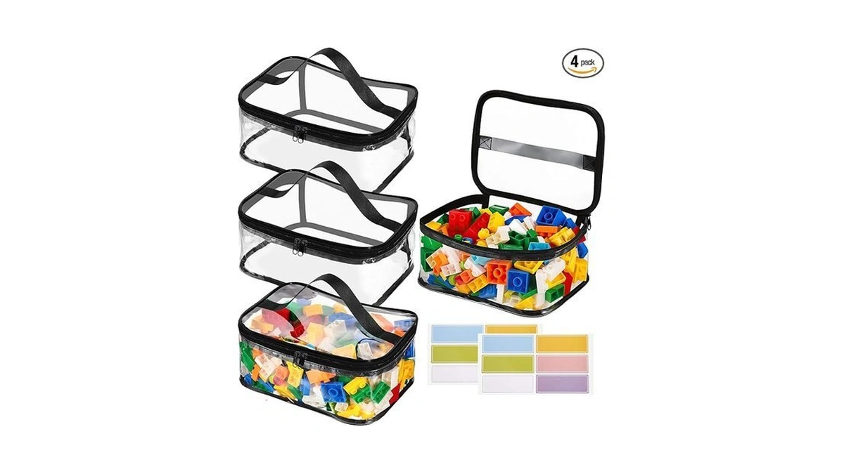 4 Packs Clear Toy Storage Bags, Pvc Waterproof Toy Organizer