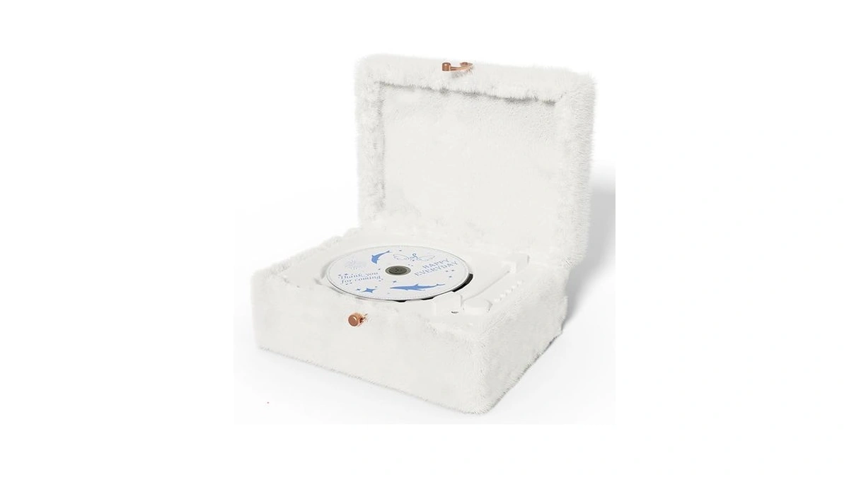 Plush White Cd Player With Bluetooth, Wireless Remote Control, Supports