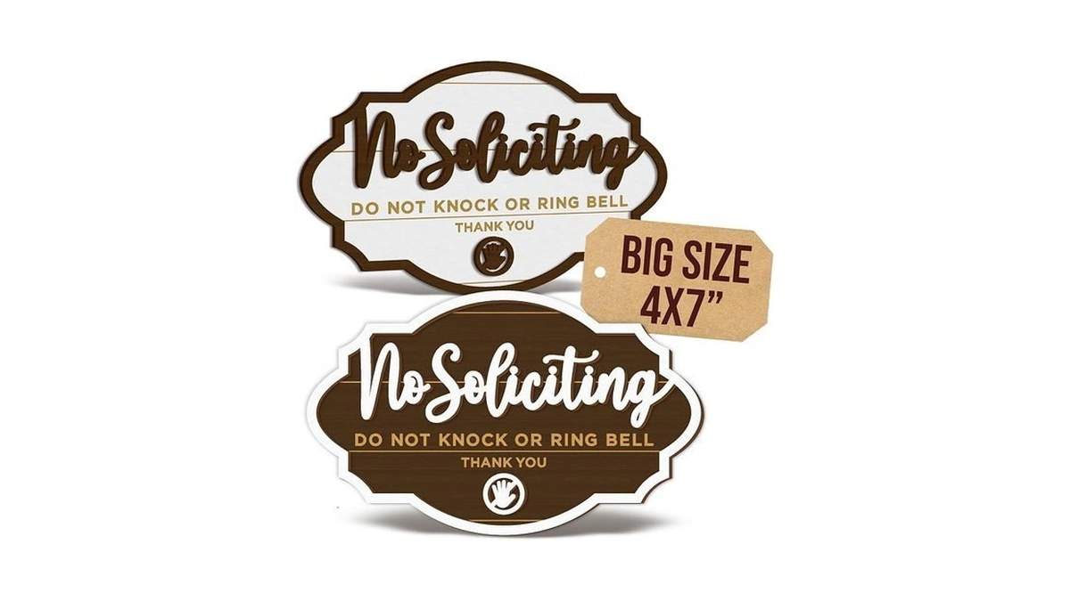 Woodamore No Soliciting Sign For House Door - 2 Pack