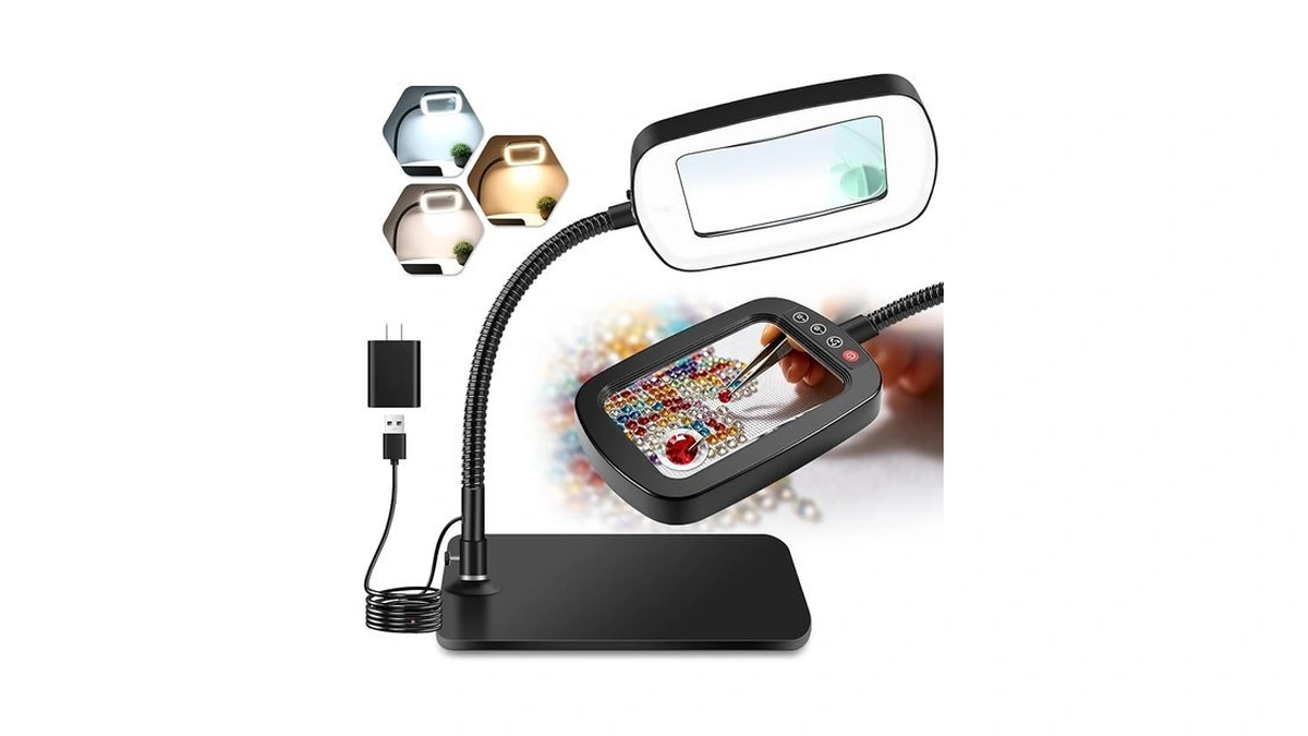 10x 30x Large Magnifying Glass With Light And Stand, 6-inch