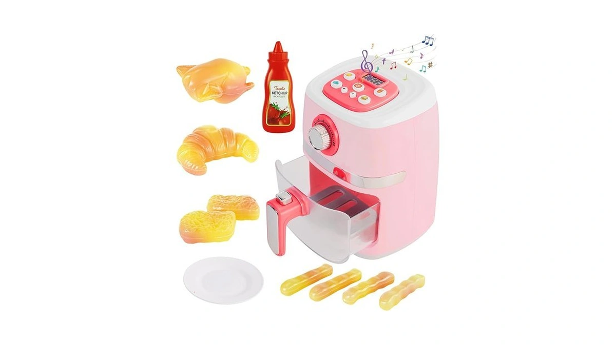 Pretend Kitchen Appliances Set With Toy Air Fryer For Kids,