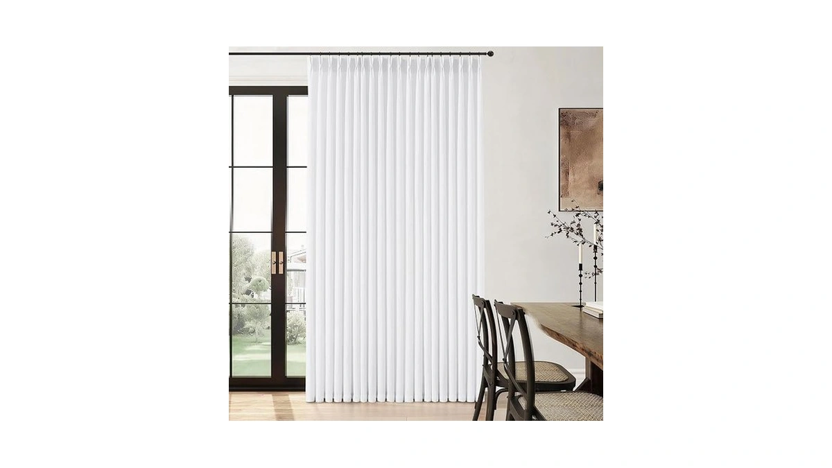 Huevessel White Linen Pinch Pleated Curtains 84 Inch Length For