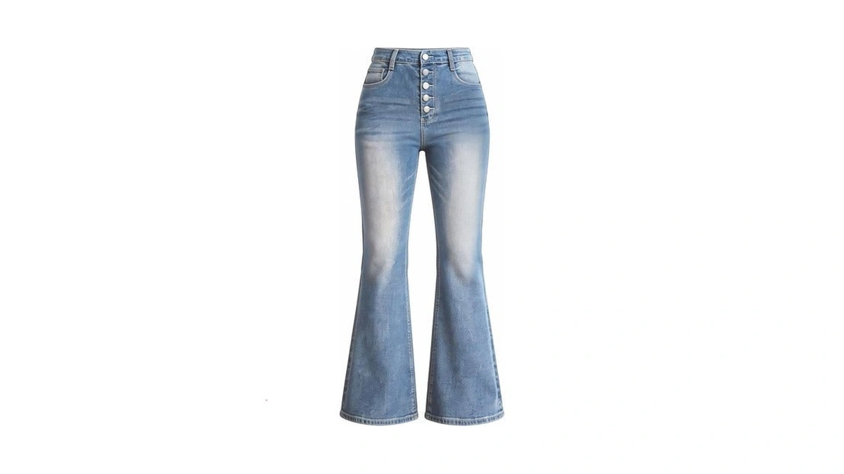 Jsgilsmsin Women's Flare Bell Bottom Jeans Plus Size Trendy High