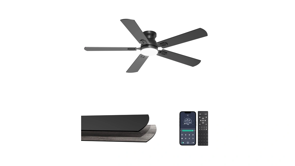 Phylluz 52'' Flush Mount Ceiling Fan With Lights, Space-saving Low