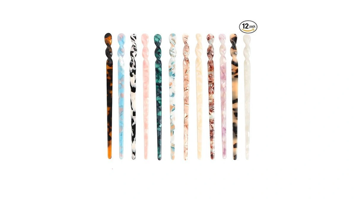 Hotalisona Hair Sticks 12 Pieces Acetate Tortoise Shell French Hair