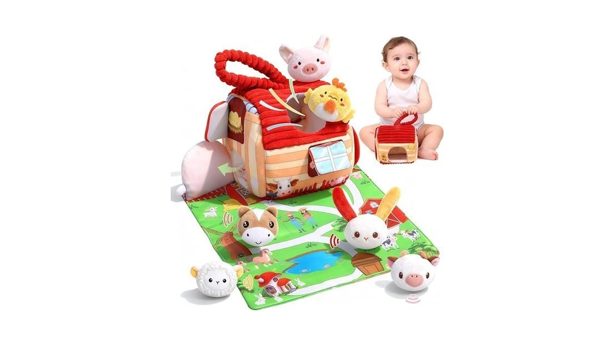 Kenvc Baby Toys For 6-12 Months, Barn Stuffed Farm Animals
