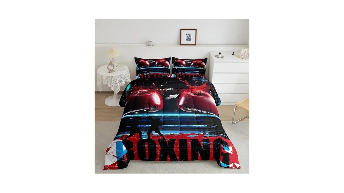 Erosebridal Teens Boxing Comforter Set Twin Size, Sports Games Theme
