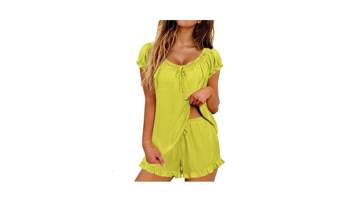 Lomon Sleepwear For Women 2 Piece Outfits Pleated Flowy Tank