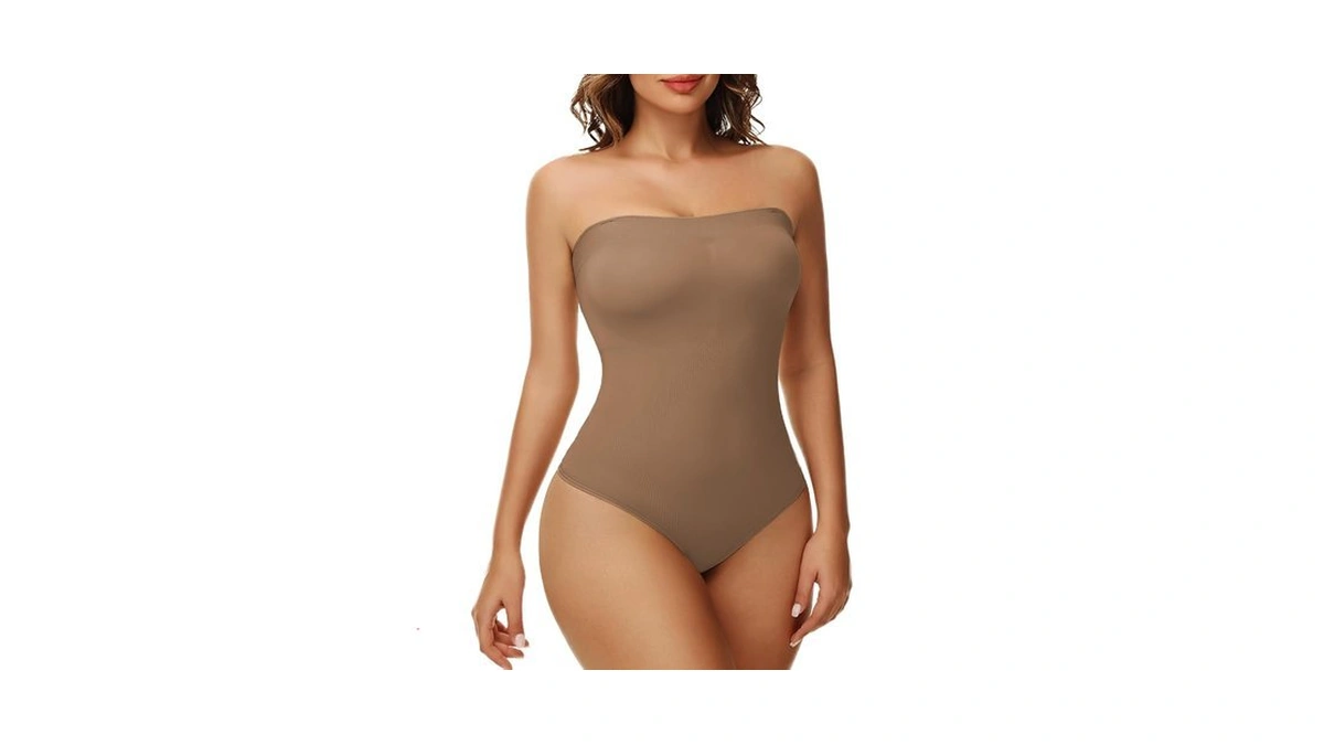 Ellareese Strapless Shapewear Bodysuit For Women Thong Body Shaper Under