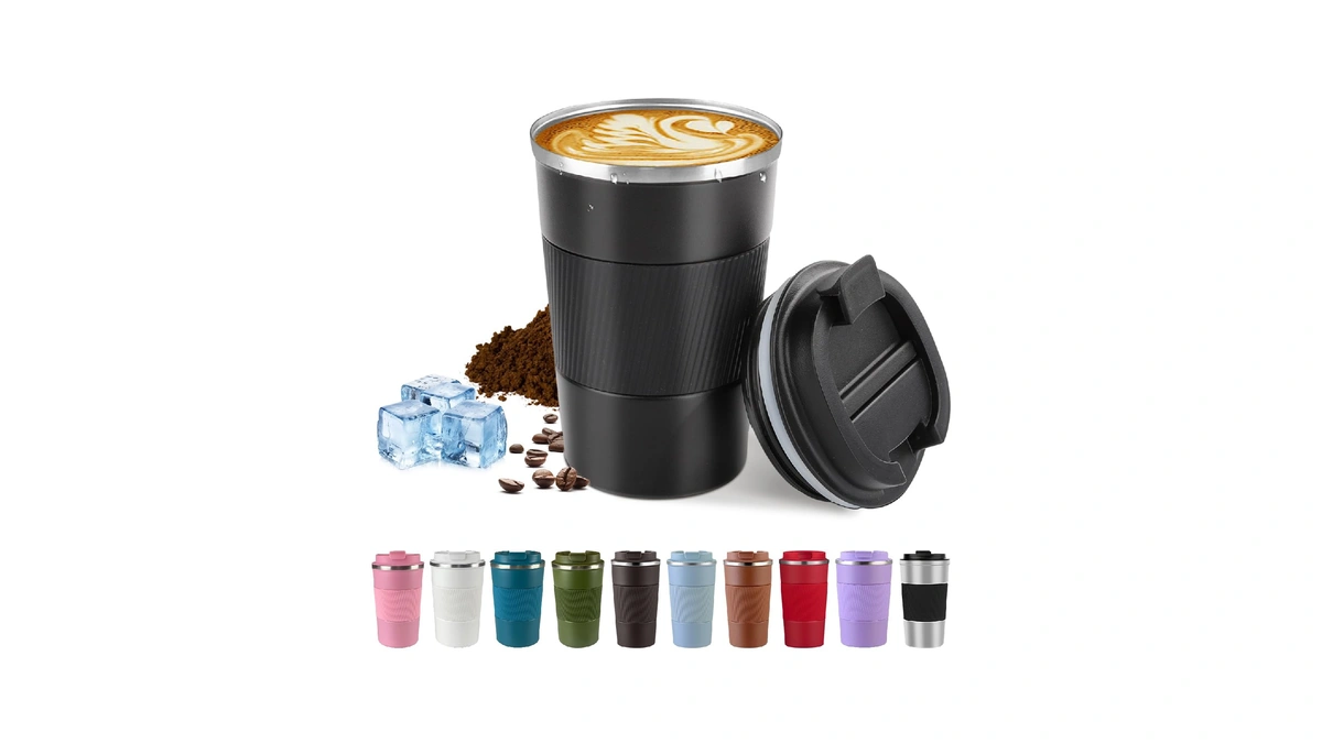 Splmifa Vacuum-insulated Stainless Steel Travel Coffee Mug, Leak-proof Reusable Coffee